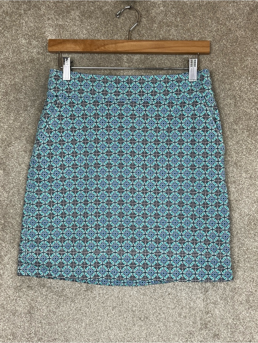 Talbots Skirt Womens 4 Petite Blue Cotton Blend Pencil Pockets Back Zip- 4970